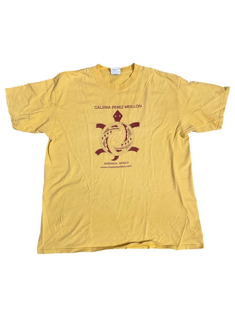 Vintage Yazbek Galeria Perez Meillon Turtle Graphic Tee XL Yellow